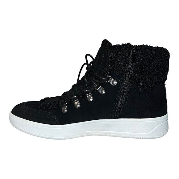 Steve Madden Womens Debora Mid-Top Sneakers Faux Sherpa Black 10M New - Picture 3 of 8